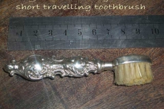 19th C. Travelling short tooth brush, sterling silver